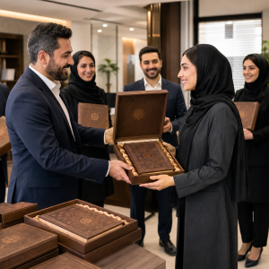 هدیه فرهنگی برای کارمندان شامل کتاب‌های نفیس با بسته‌بندی سازمانی