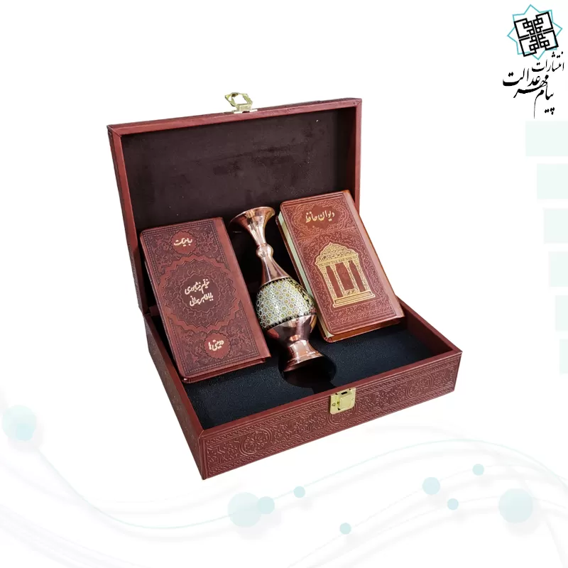 حافظ و خیام و باباطاهر پالتویی چرم با گلدان خاتم