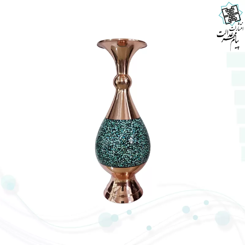 قرآن وزیری چرم با گلدان فیروزه