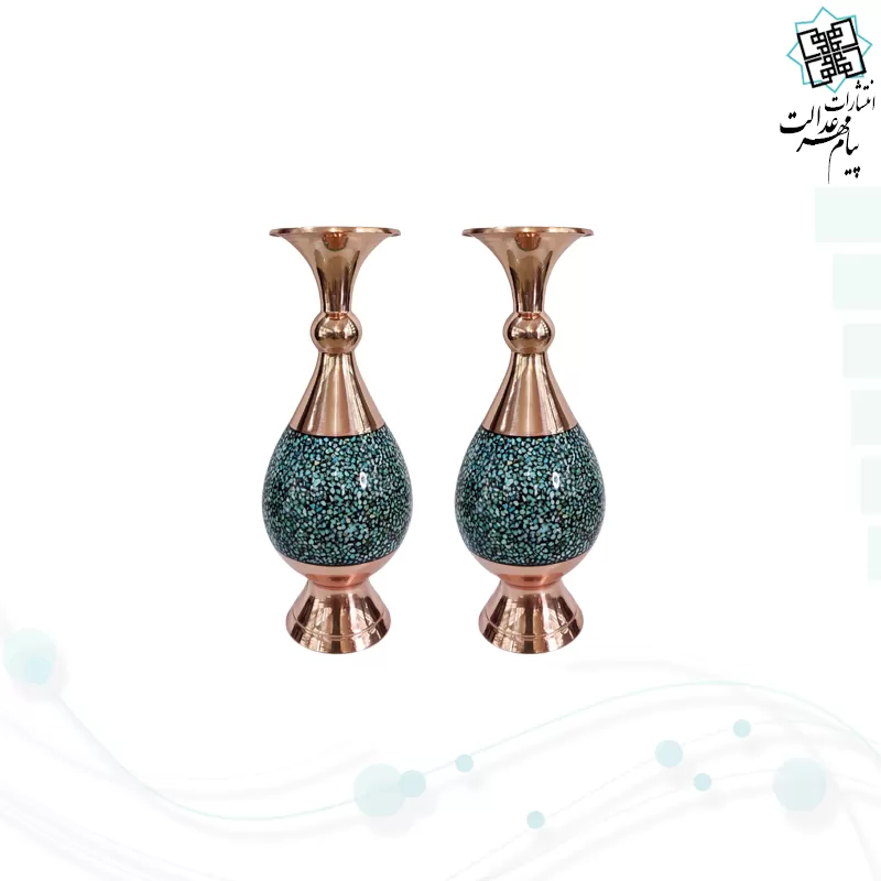 قرآن رحلی چرم جعبه لپتاپی با 2گلدان فیروزه