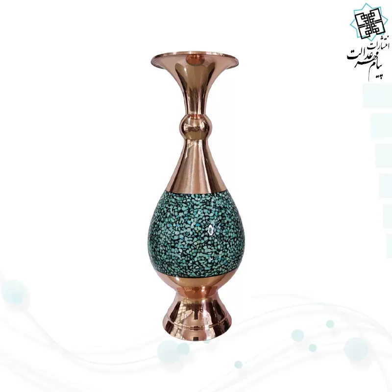 قرآن پالتویی چرم با گلدان فیروزه