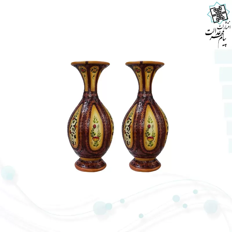 حافظ وزیری چرم با 2 گلدان چرم طبیعی