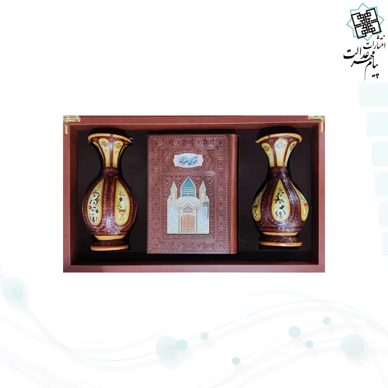 مثنوی وزیری چرم با 2گلدان چرم طبیعی