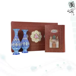 مثنوی معنوی وزیری چرم با 2 گلدان مینا