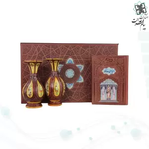 حافظ وزیری چرم با 2 گلدان چرم طبیعی